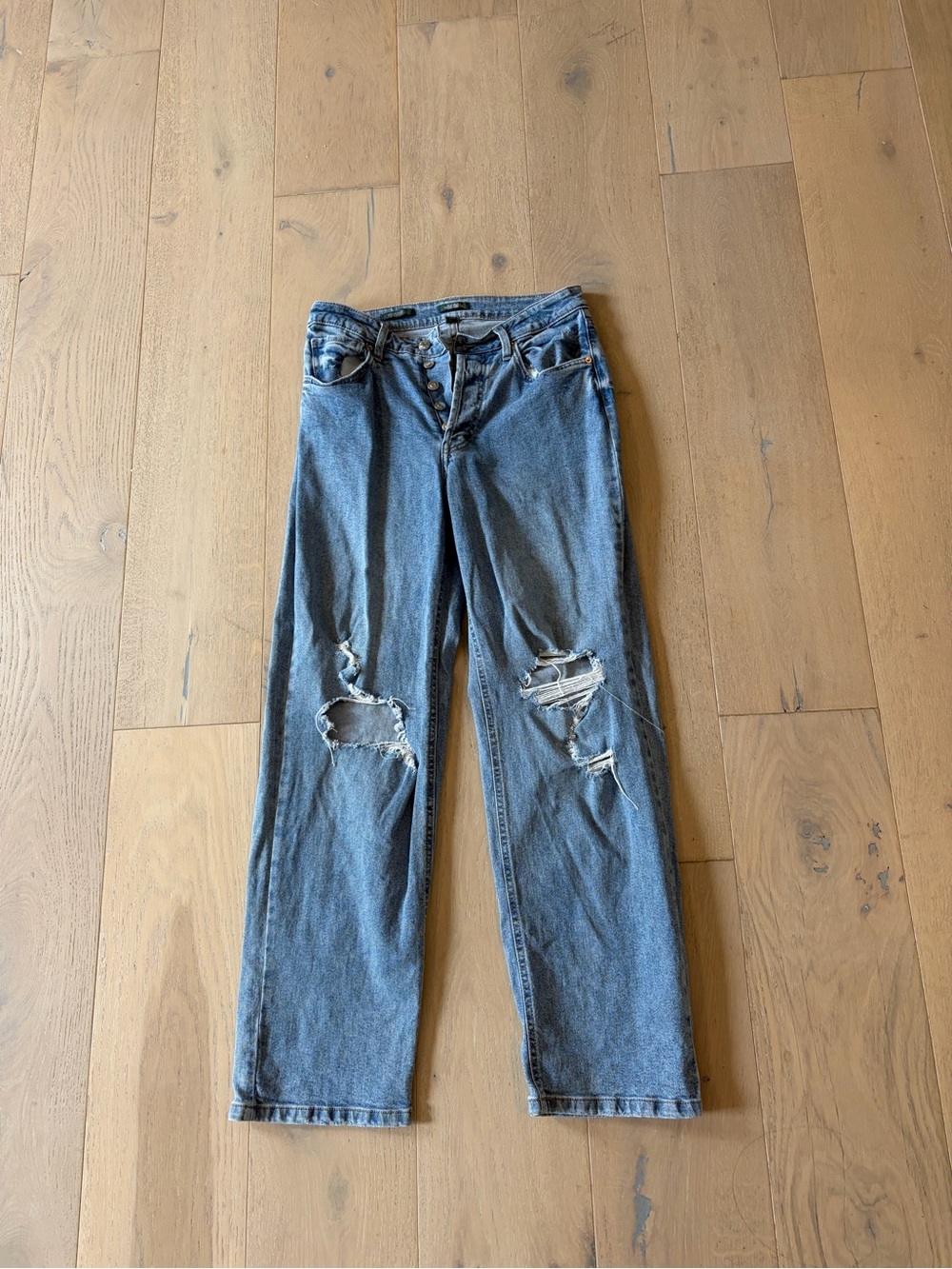 wild fable Distressed Straight-Leg Jeans - Blue Denim